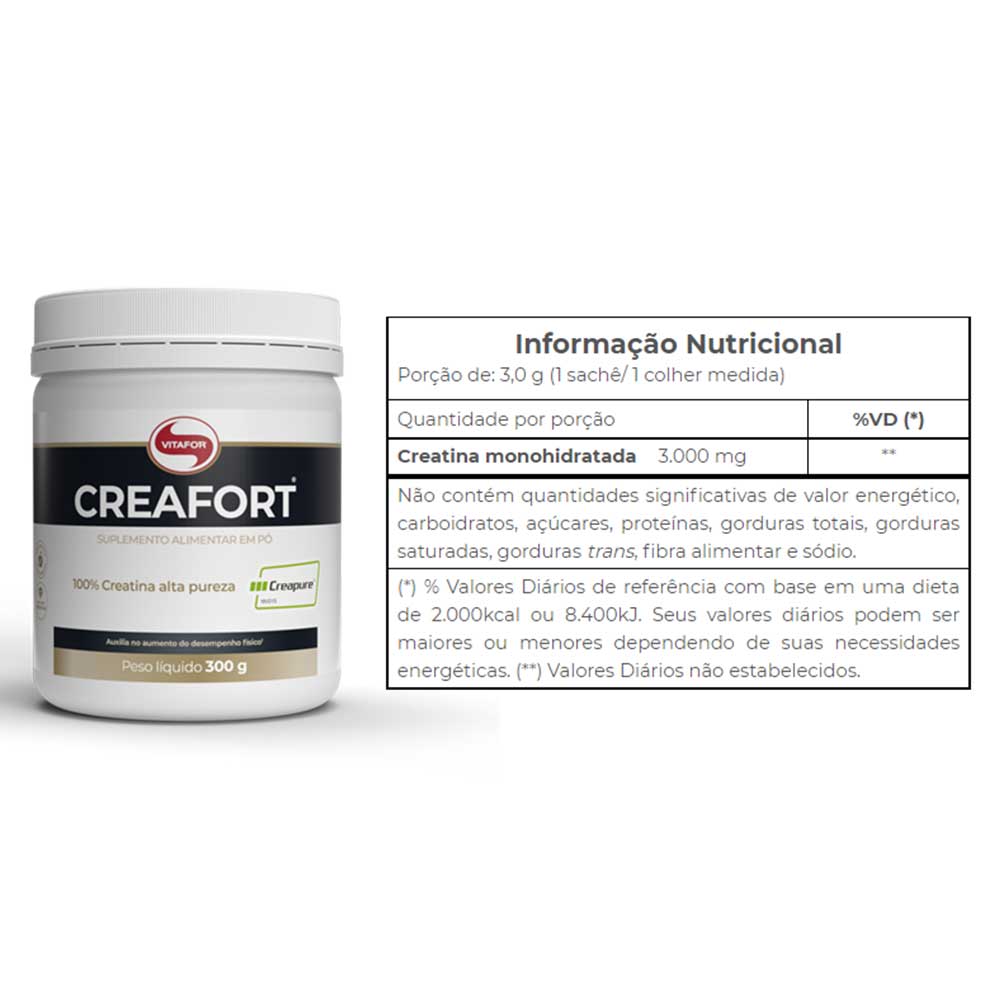 Creatina Creafort Creapure 300g - Vitafor  - KFit Nutrition