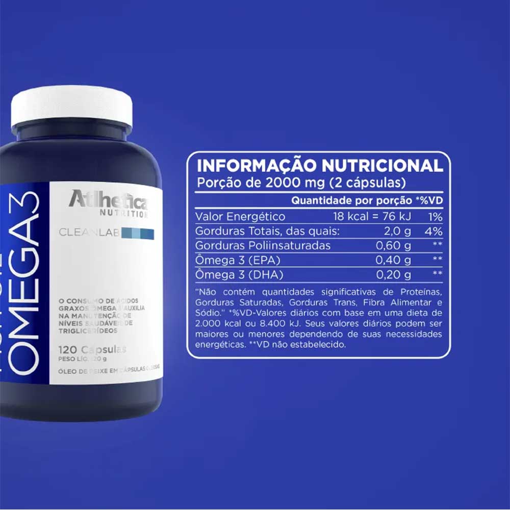 Omega 3 Fish Oil 1000MG 120 Capsulas Atlhetica - KFit Nutrition