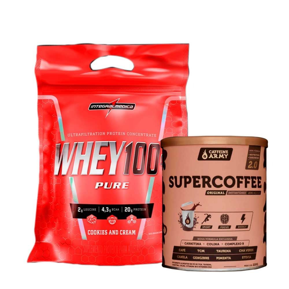 Super Whey 100% 900g Cookies + Supercoffee  2.0 220g  - KFit Nutrition
