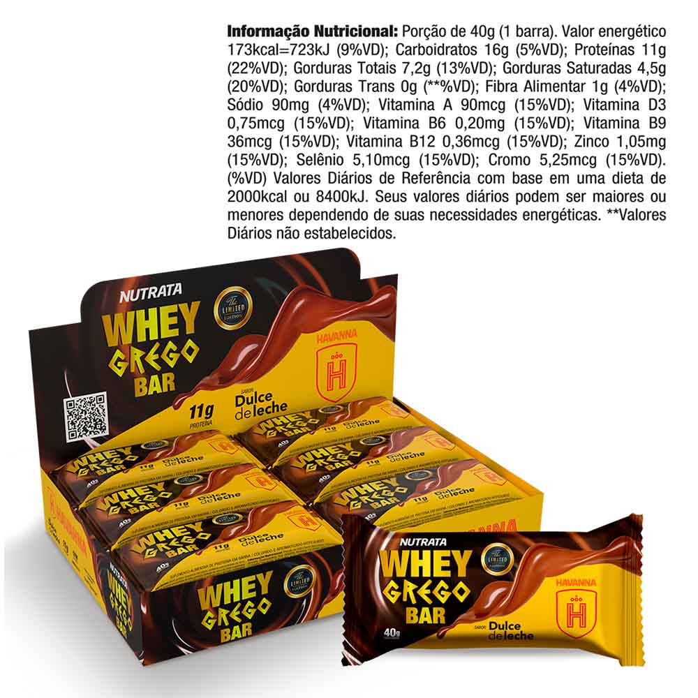 Whey Grego Bar Doce de Leite Havanna 480g Cx 12un - Nutrata - KFit Nutrition