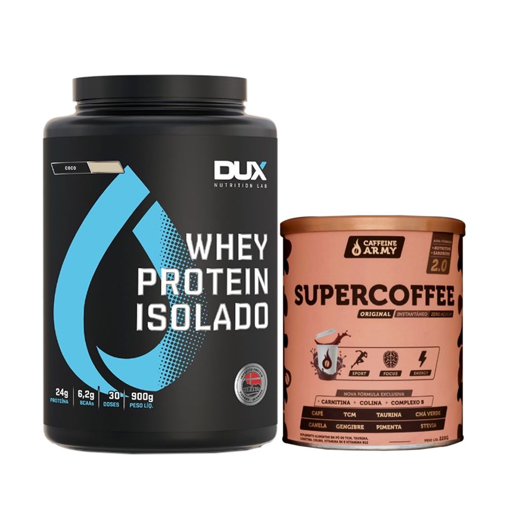 Whey Protein Isolado Coco 900g + Supercoffee 2.0 220g  - KFit Nutrition