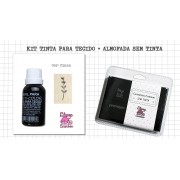 Kit de Tinta para tecido - Cinza + almofada sem tinta