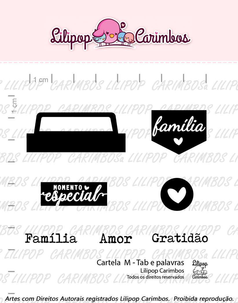 Cartela de Carimbos M - "Tab e Palavras" - Lilipop Carimbos  - Lilipop carimbos