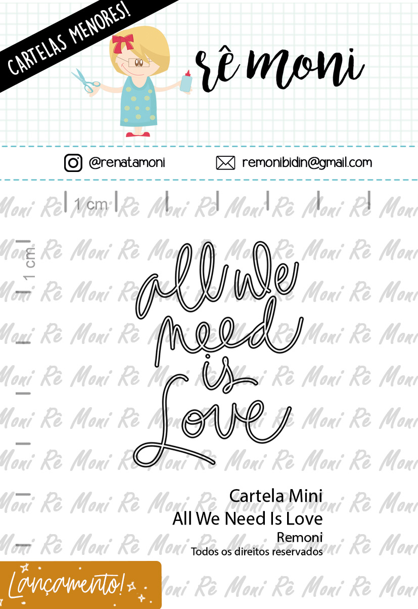 Cartela de Carimbos Mini - "All We Nees is Love" - Remoni - Lilipop carimbos