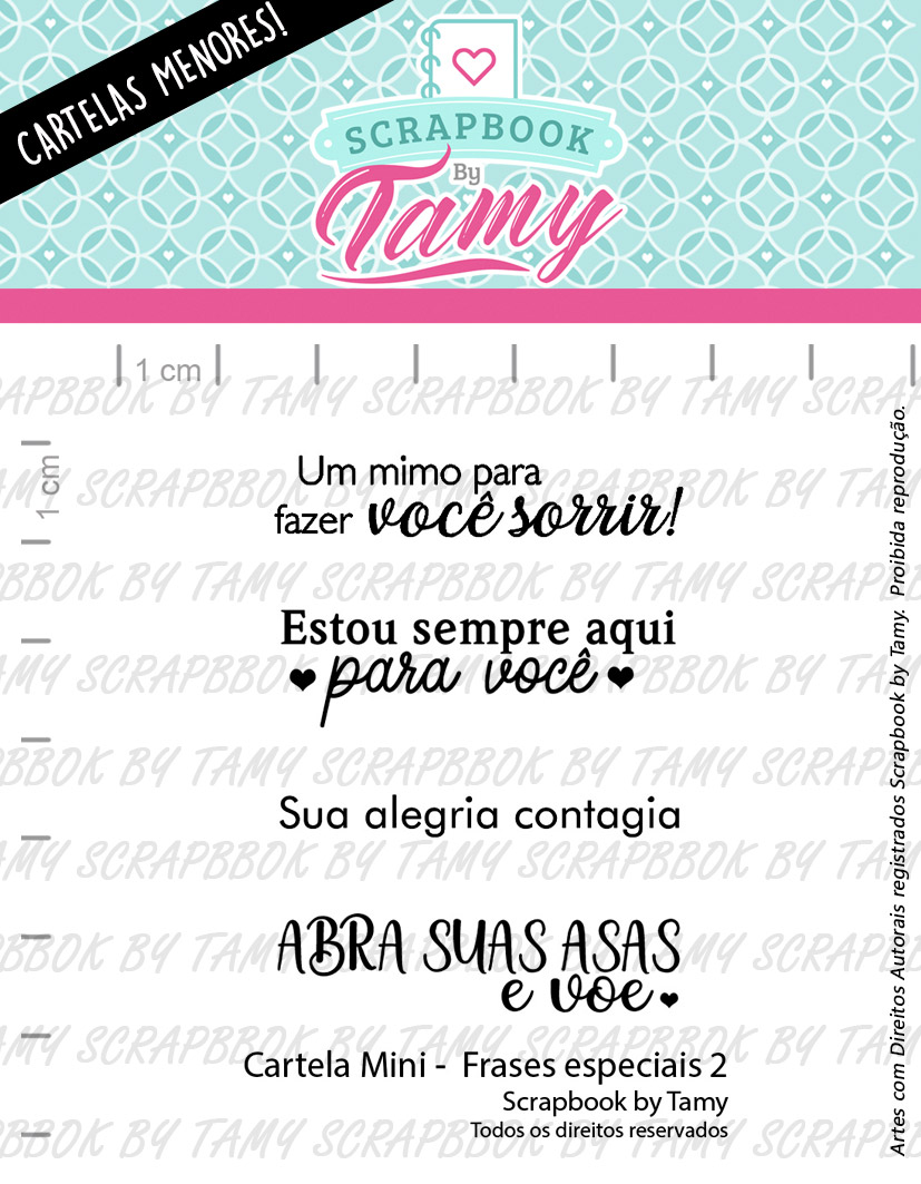 Cartela de Carimbos Mini - "Frases especiais 2" - Scrapbook by Tamy - Lilipop carimbos