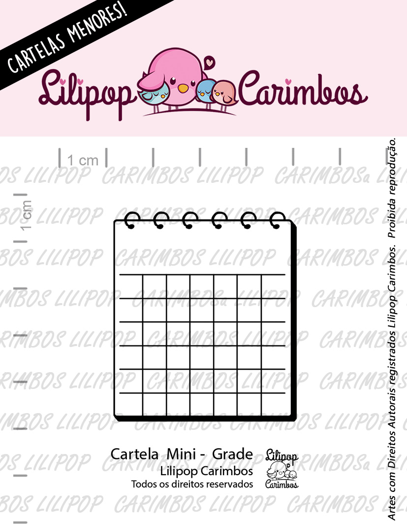 Cartela de Carimbos Mini - "Grade" - Lilipop Carimbos - Lilipop carimbos