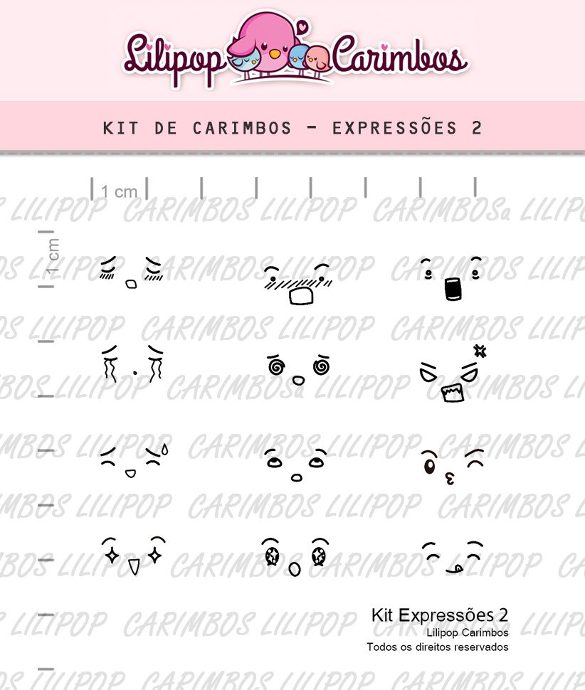 Cartela de Carimbos - "Expressões 2" - LILIPOP CARIMBOS - Lilipop carimbos