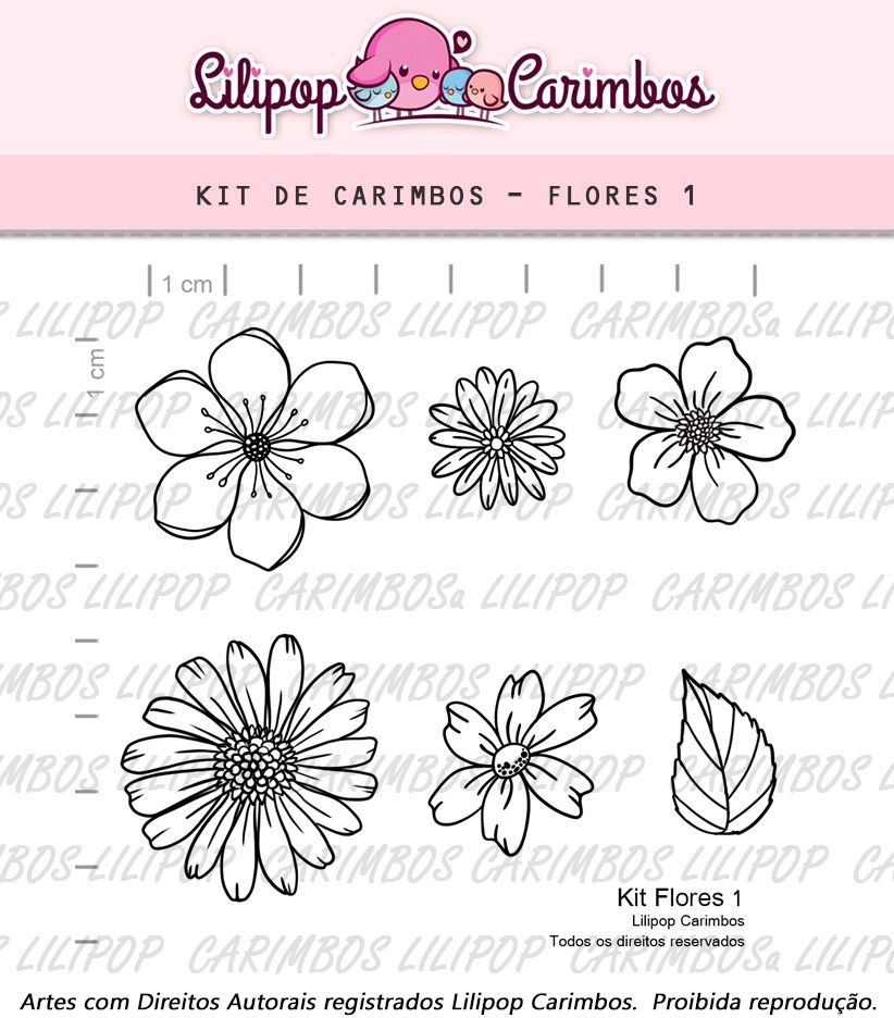 Cartela de Carimbos - "Flores 1" - LILIPOP CARIMBOS - Lilipop carimbos