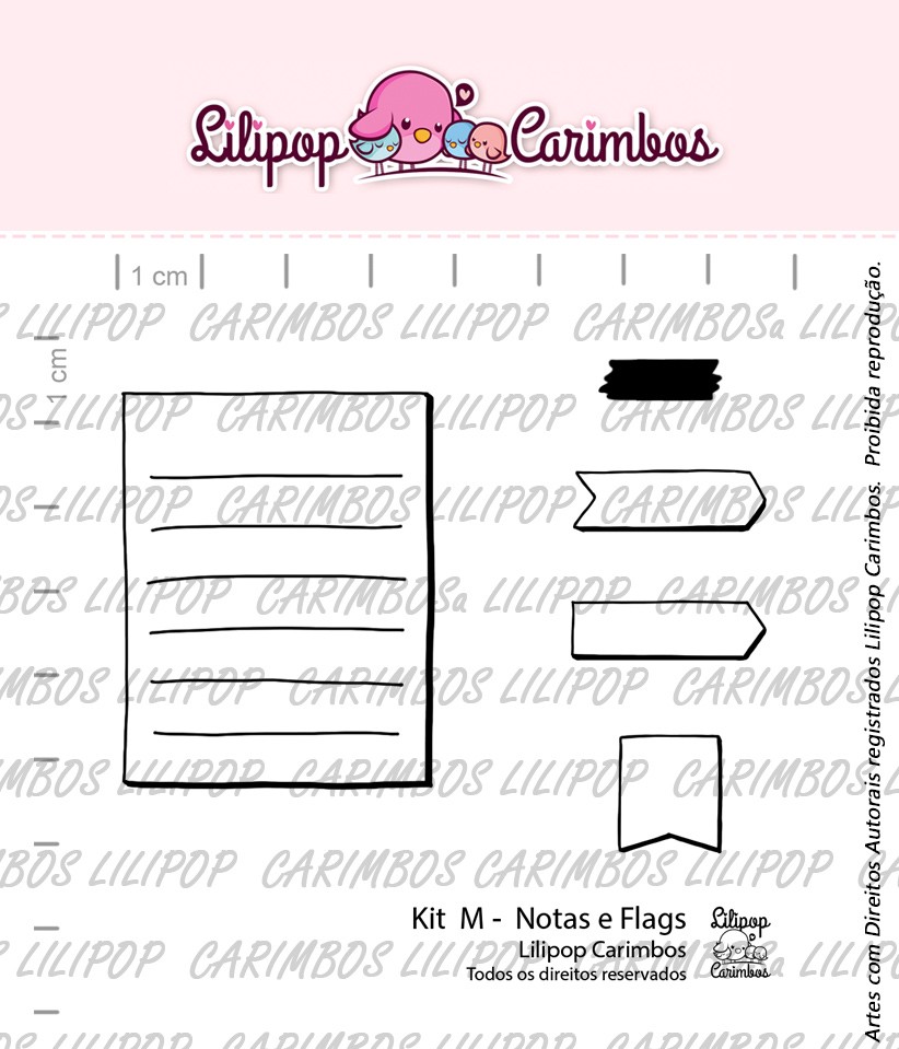 Cartela de Carimbos M - "Notas e Flags" - Lilipop Carimbos - Lilipop carimbos