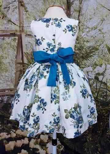 Vestido Infantil Festa Floral Azul