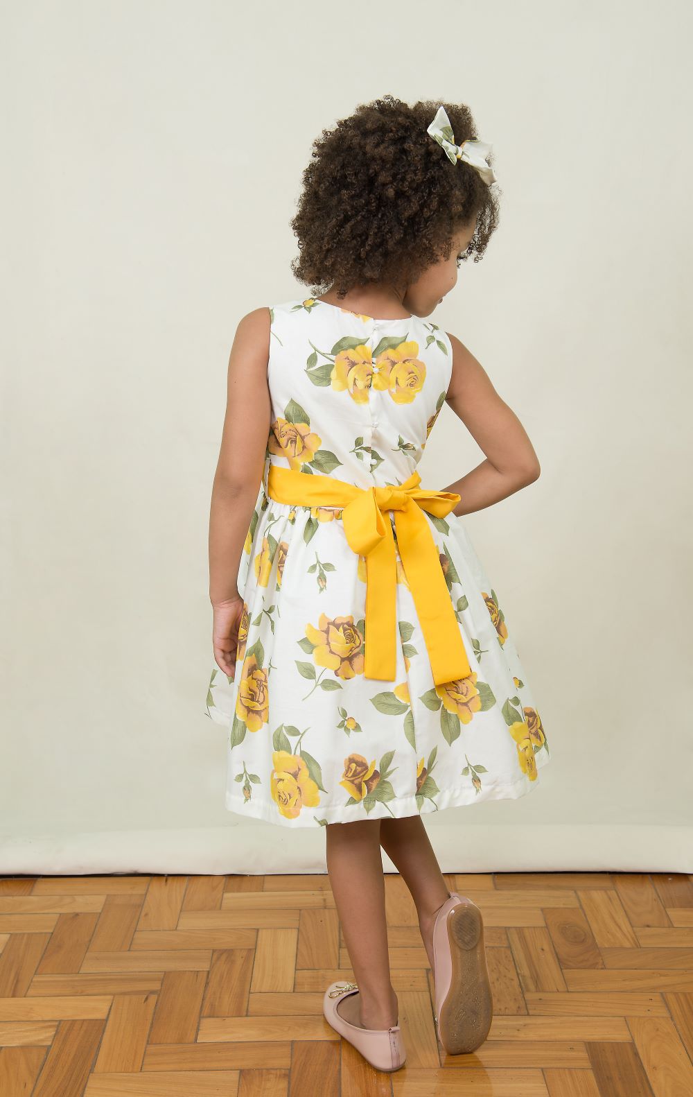 Vestido Infantil Floral Amarelo - Daminha e Festa Nina Baunilha