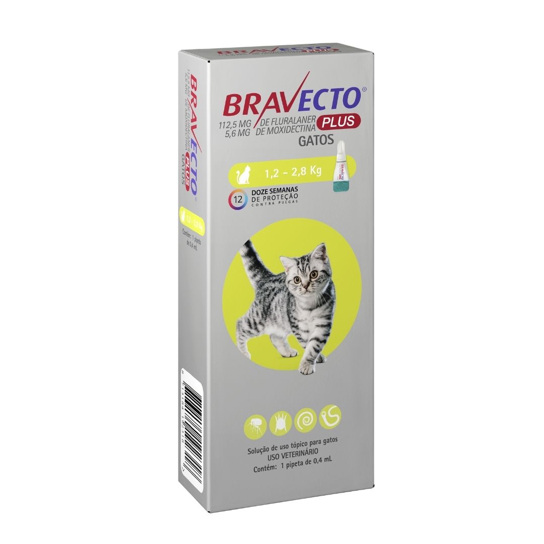 Antipulgas Bravecto Plus Gatos MSD 112.5mg para gatos de 1,2 a 2,8kg