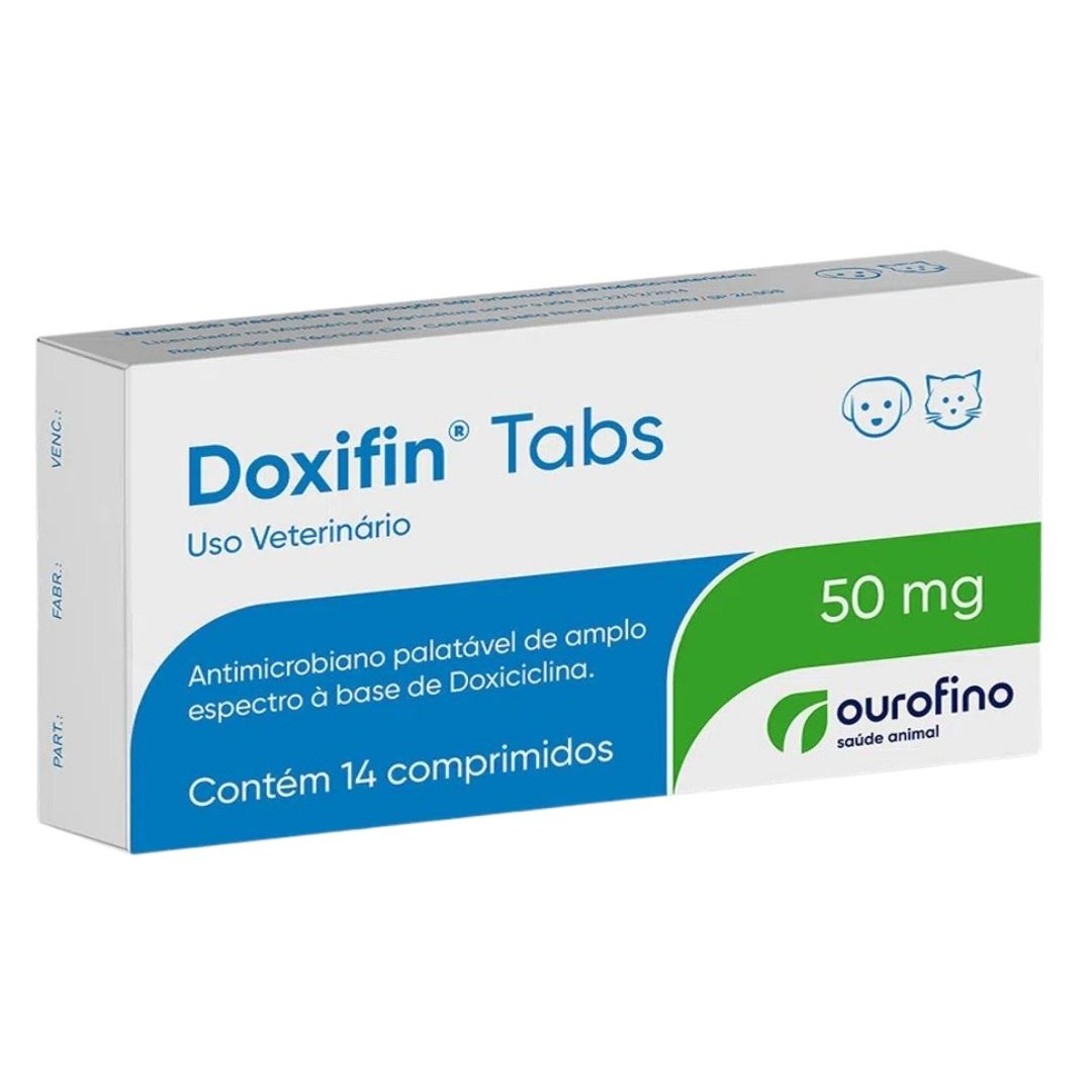 Doxifin Tabs Ourofino  50mg - 14 Comprimidos - Antibiótico e Anti-inflamatório
