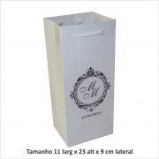 Sacola de papel personalizada - cor branca ideal para mini garrafa (11x23x9 cm) 30 unidades