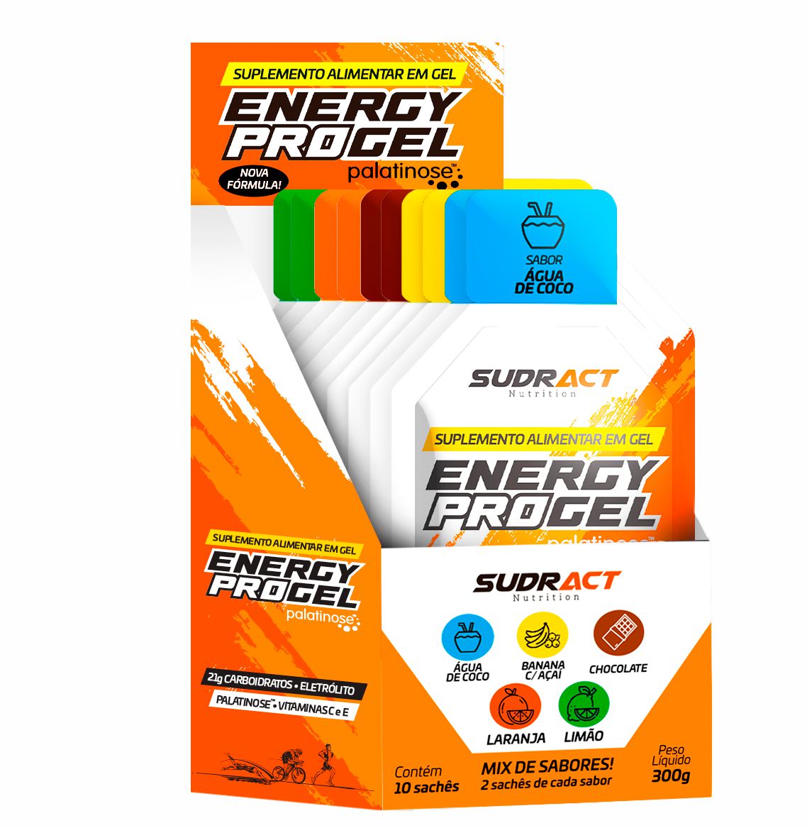 Energy Pro Gel 10 sachês de 30g - Sudract Nutrition