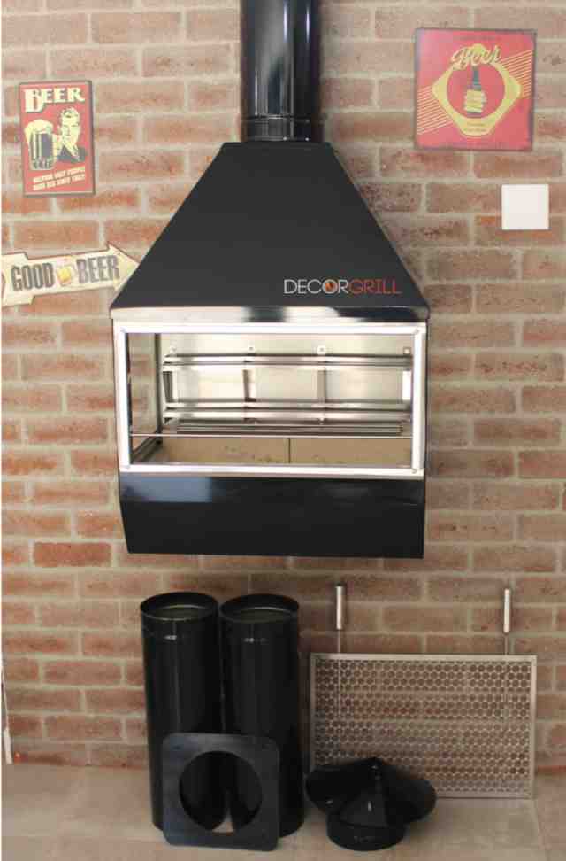 Churrasqueira de Parede Gourmet em Inox 430 Black Piano 750P - Decorgrill - A certeza do melhor para o seu espaço gourmet!