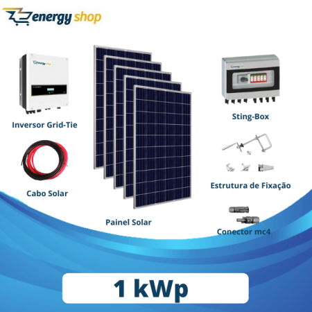 Kit Energia Solar Grid Tie 1KW