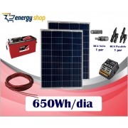 Kit Energia Solar OFF Grid até 650 Wh / Dia