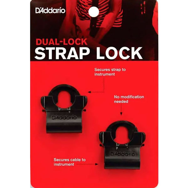 Strap Lock Para Guitarra e Baixo PW-DLC Dual-Lock Preto D´Addario