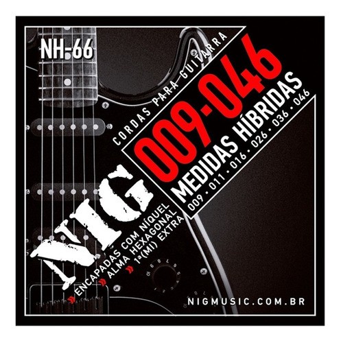 Encordoamento Híbrida Nig Nh-66 Guitarra 009-046
