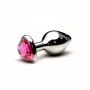 Plug Anal Luxo em Metal - Pedra Coração Rosa