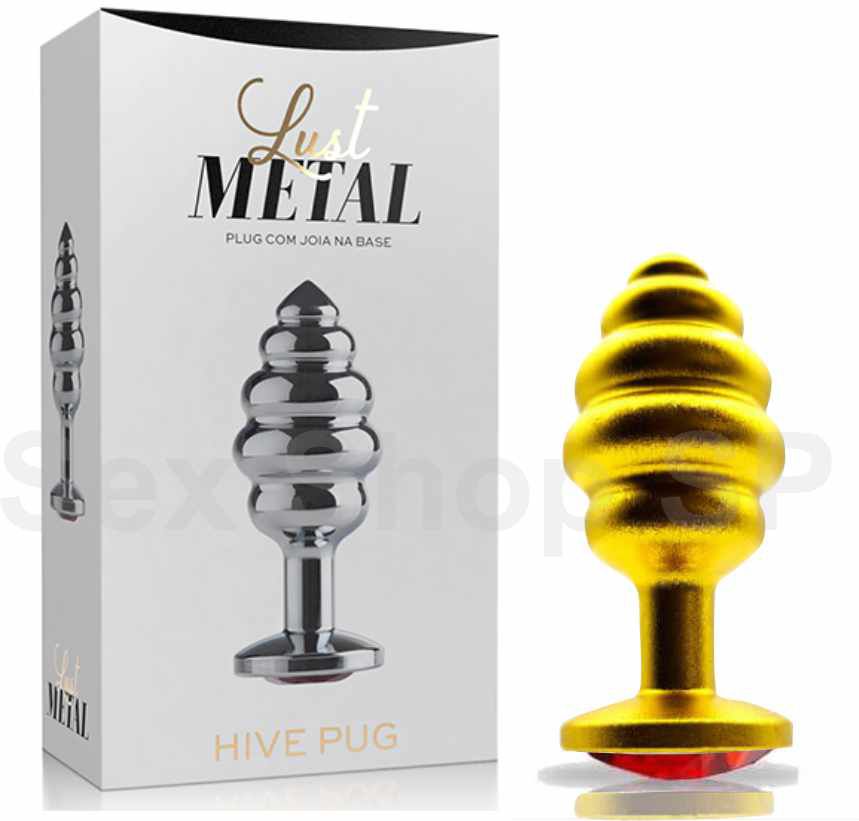 Plug Anal Dourado Lust Metal Hive Pug Vermelho- Adão & Eva