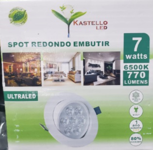 SPOT REDONDO DE EMBUTIR LED PP 7W  6500K KASTELLO LED