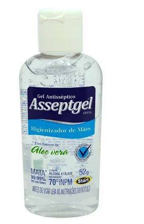 Álcool Gel Asseptgel Cristal Aloe Vera Start 70% - 52g