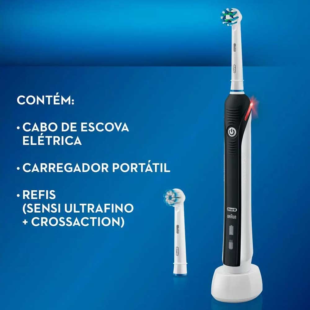 Escova de Dente Elétrica Recarregável Oral-B Pro 2000 2 Refis - 110V