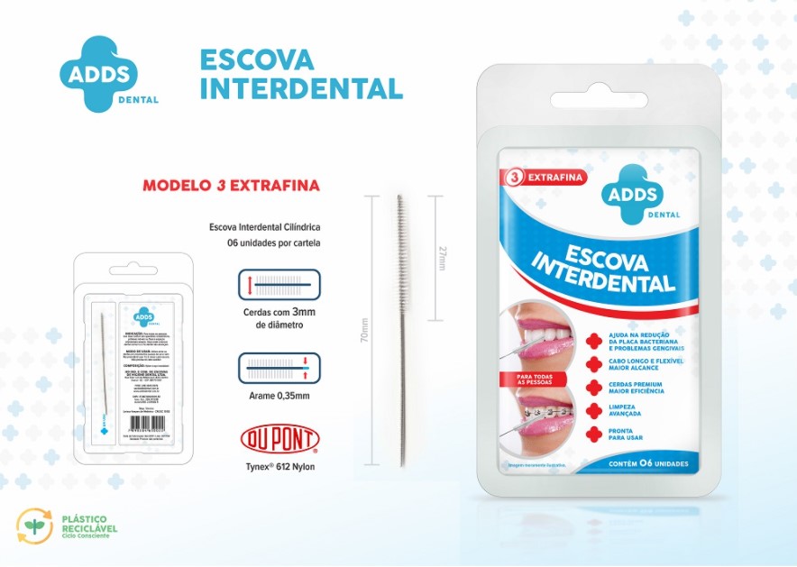 Escova Interdental Extra Fina ADDS Dental - 6 unidades