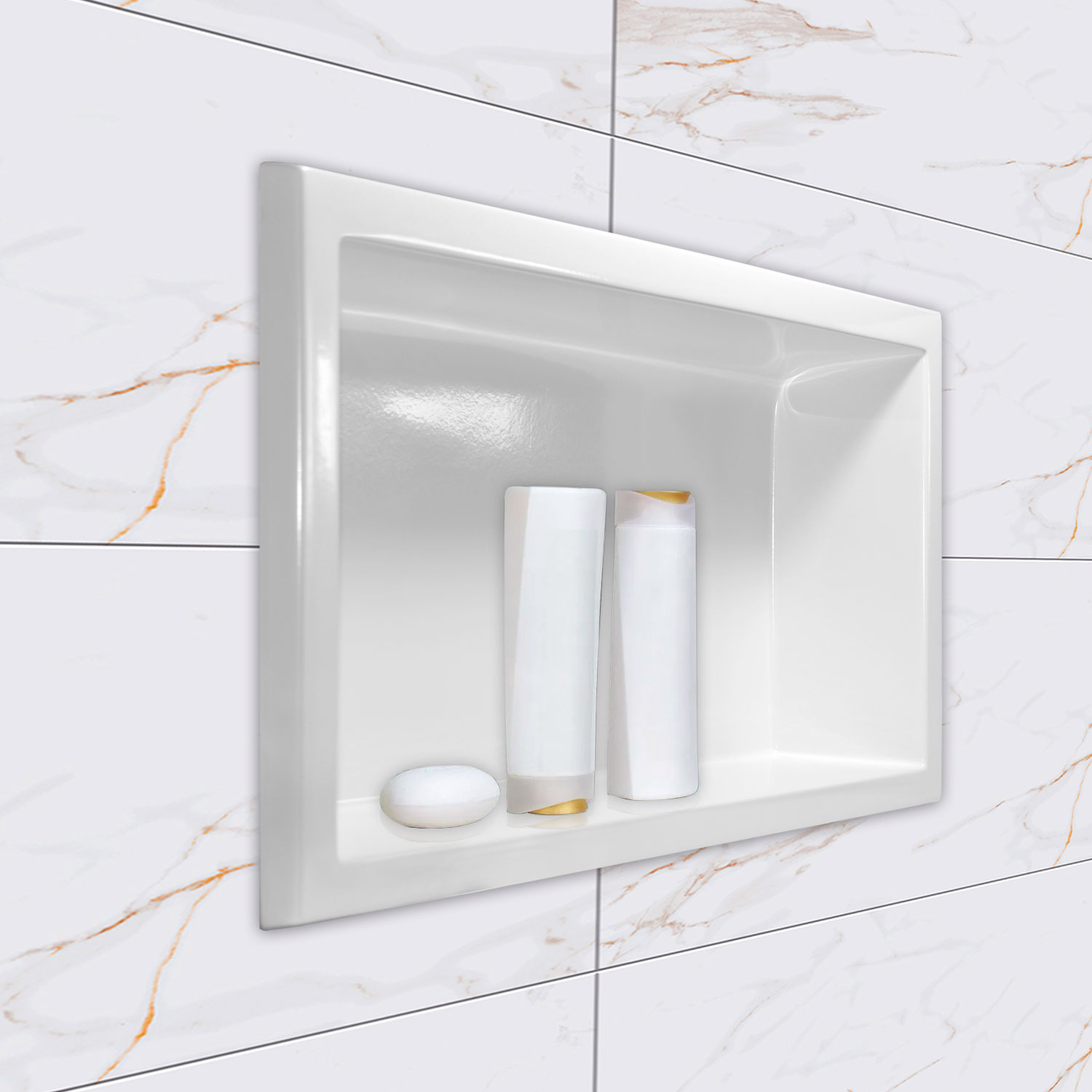 Nicho para banheiro mármore sintético Grande 62x33 branco