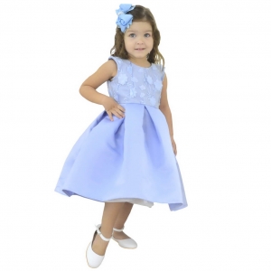Vestido infantil Azul Bebê Formatura - Menina 6 Meses a 10 anos