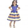 Vestido Menina Azul Marinho Listras Amarelas Glitter - Formatura