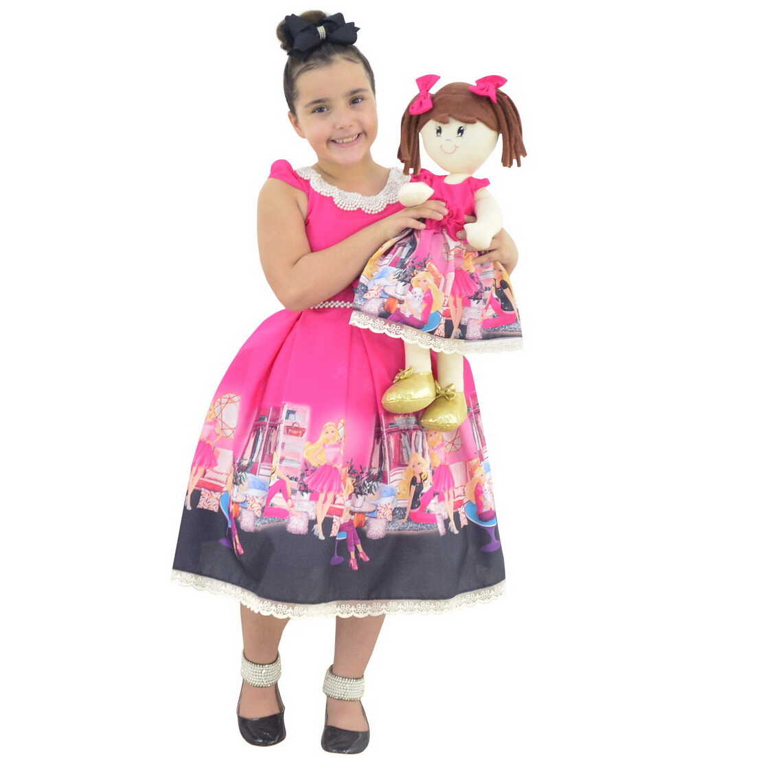 Tal Filha Tal Boneca Mari - Vestido Infantil Barbie Luxo
