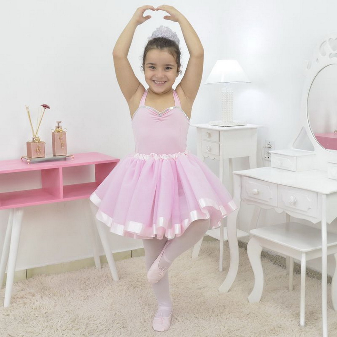 Vestido de Bailarina rosa - Conjunto Ballet completo com sapatilha