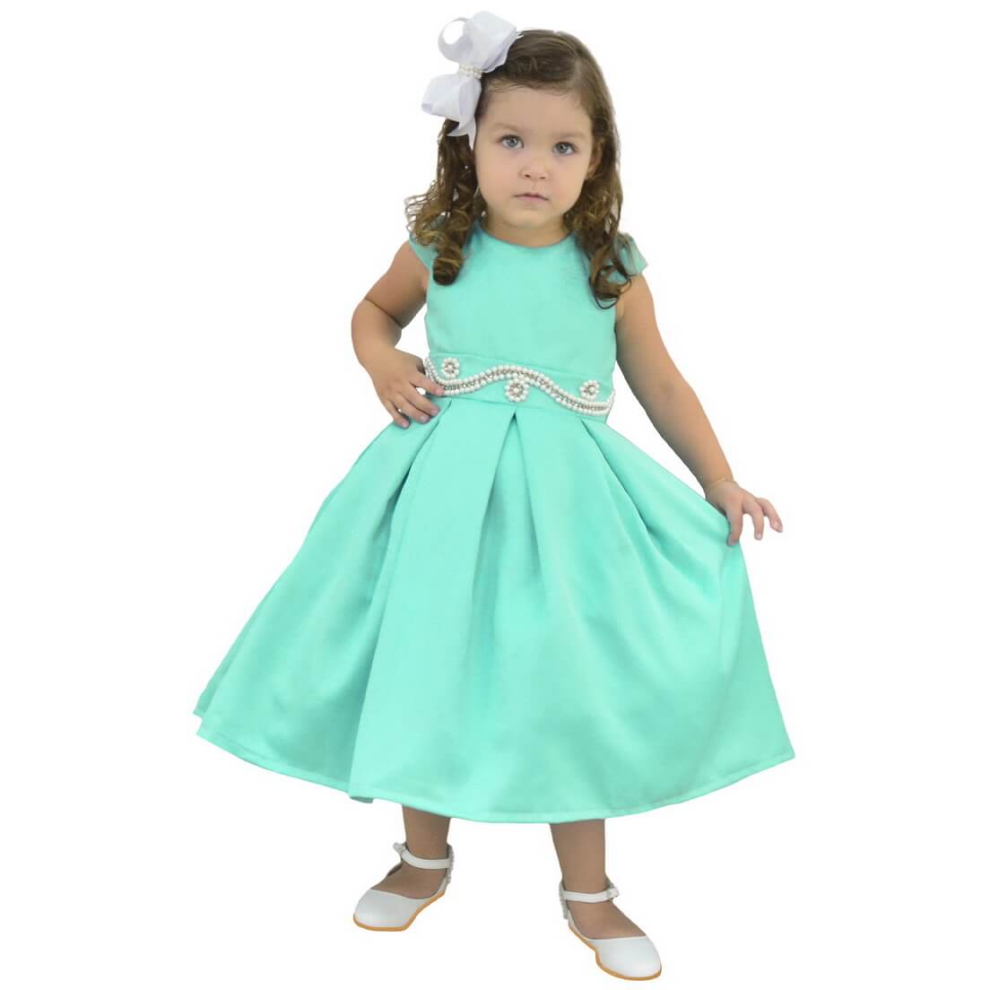 Vestido infantil Verde Tiffany Formatura ou Daminha de Casamento
