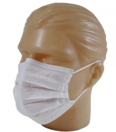 Máscara Descartável Tripla Branca com elástico pacote com 50 unidades Descarpack