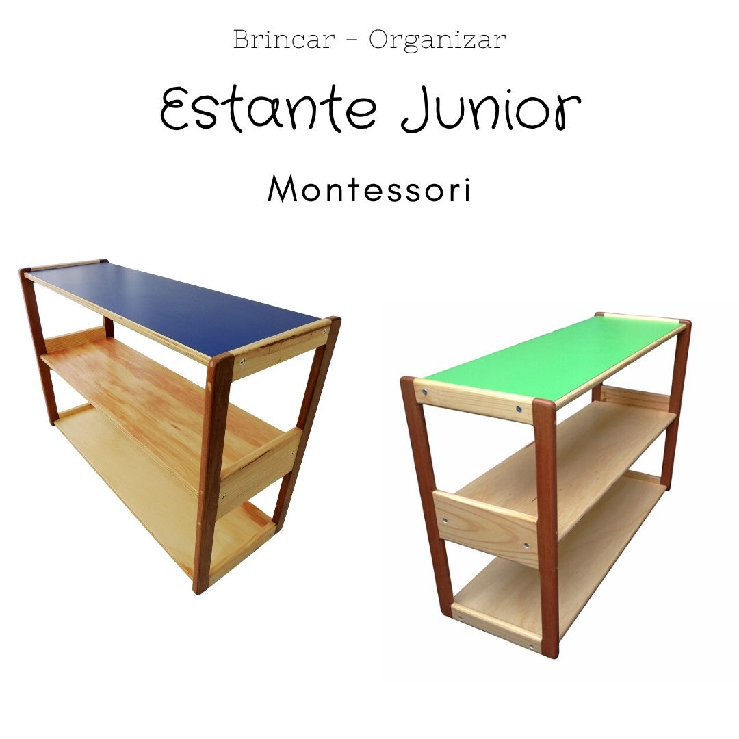 Estante Montessori - Júnior - Madeira Maciça de Pinus - Cedrinho - Compensado e Fórmica