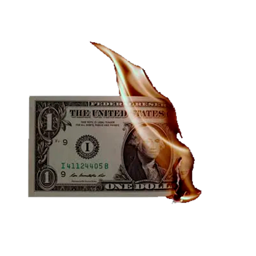Dez unidades de Burning Money - (Nota Flash) 1 Dólar. F+