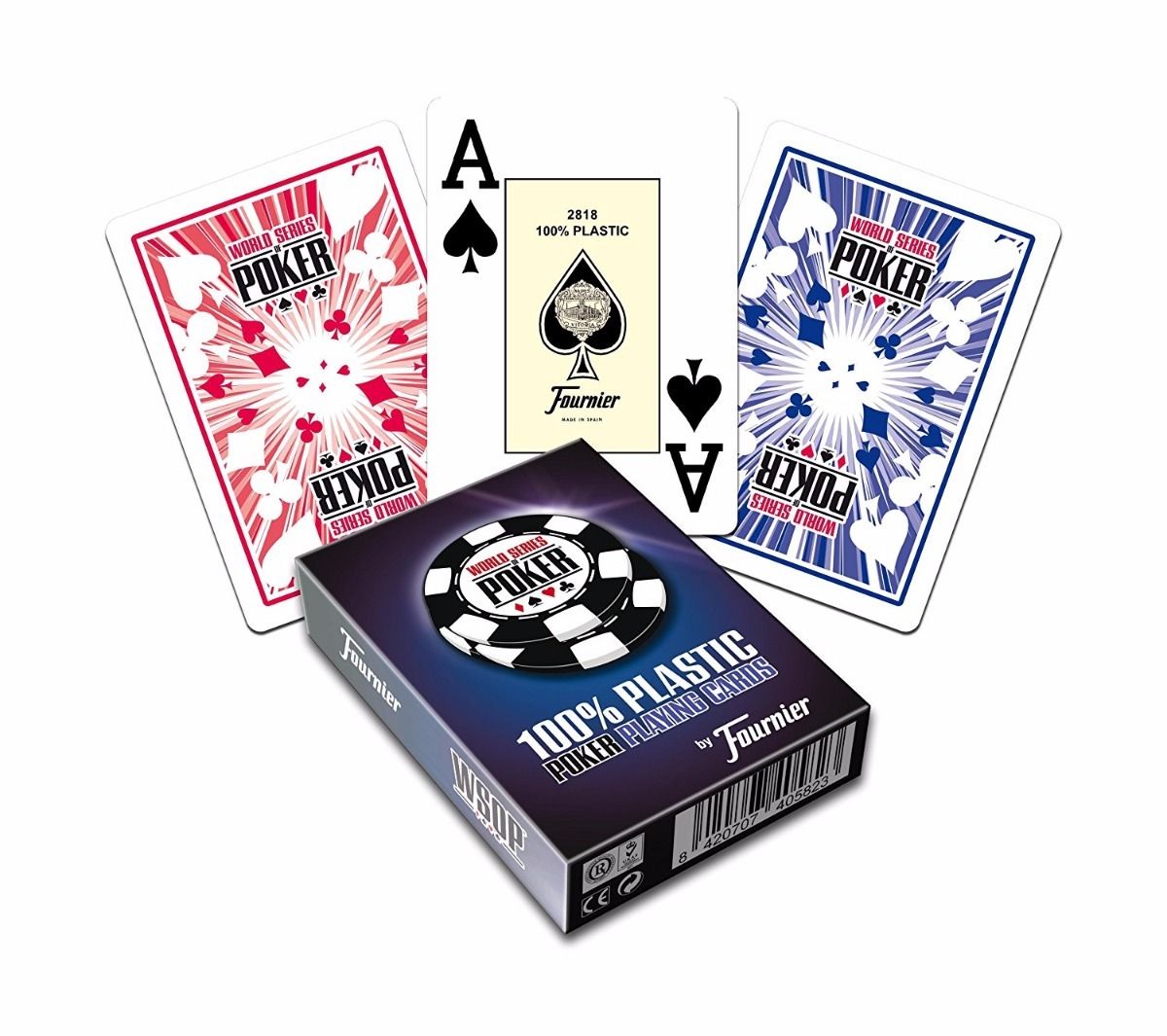 World Serie Poker 100% Plástico Fournier - Azul e Vermelho M+