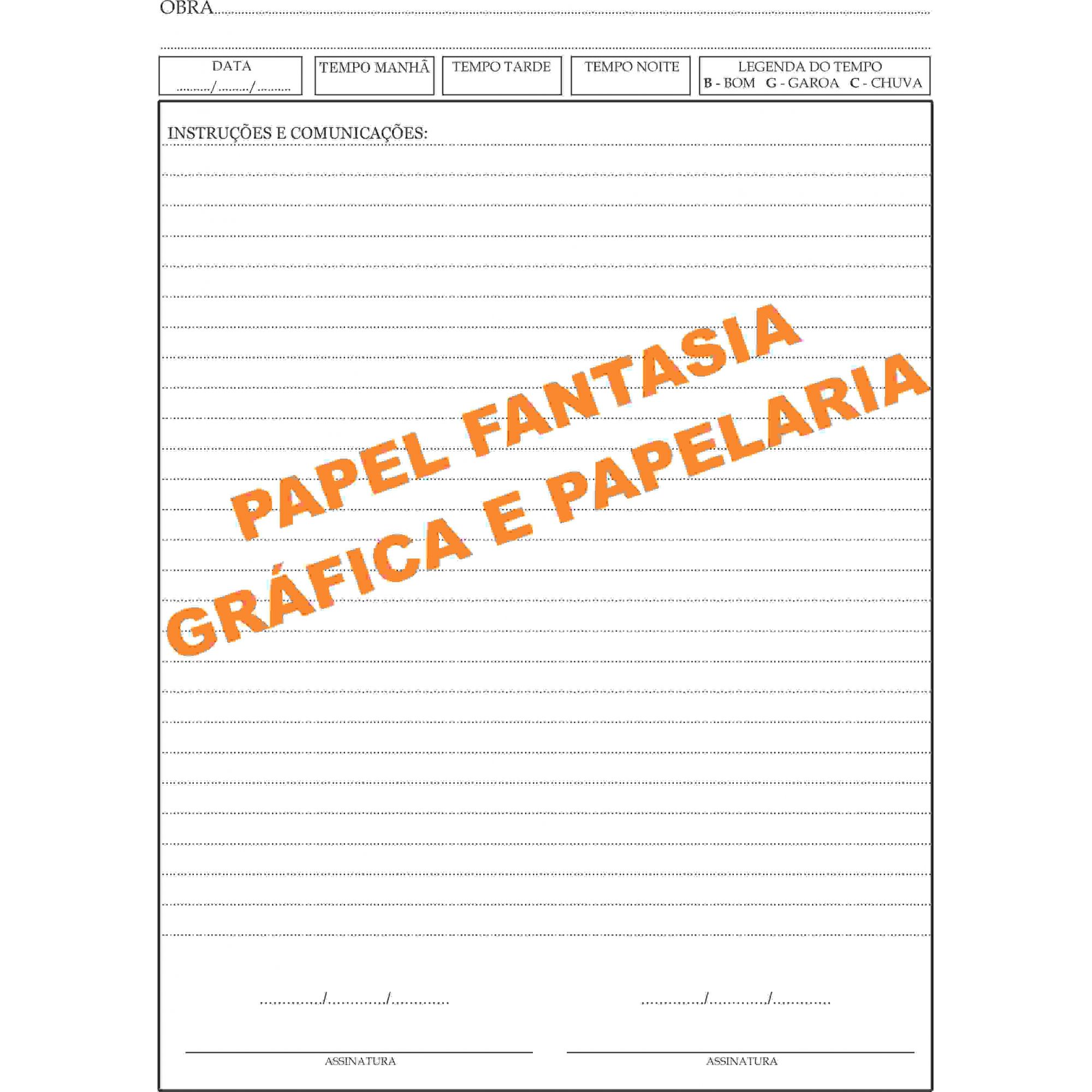  Caderneta Diário de obra  25 x 4 ( Papel Auto Copiativo ) ( Papelfantasia)