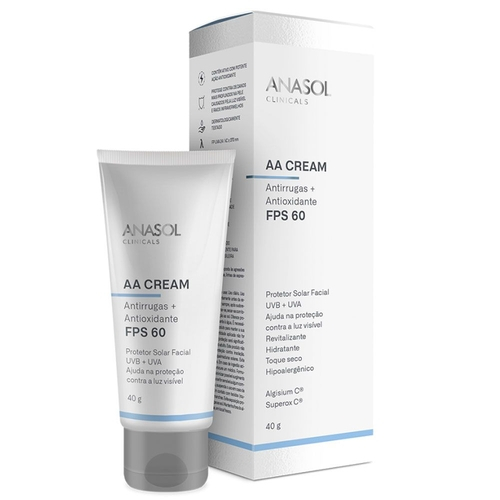 Protetor Solar Facial Anasol AA Cream  Antirrugas + Antioxidante FPS 60 40g