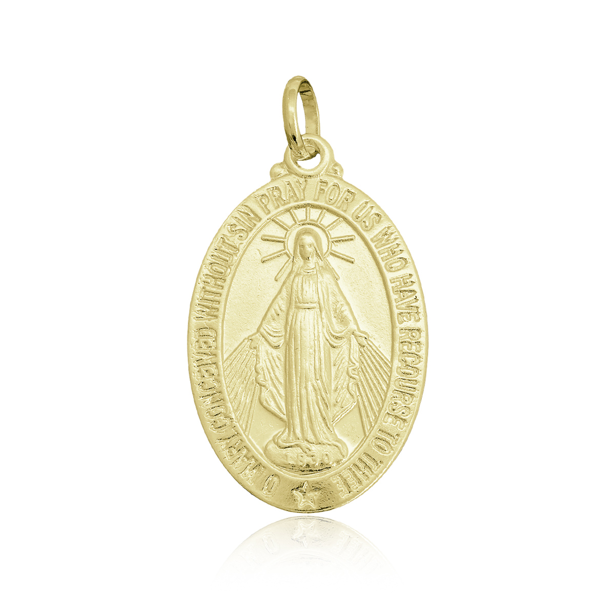 Pingente medalha Nossa Senhora G das Graças folheado a ouro