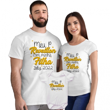 Kit Camisetas e Body Nosso Primeiro Ano Novo em Família CA0879