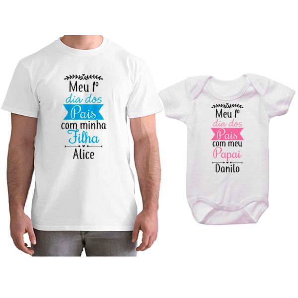 Kit Camiseta e Body Meu Primeiro Dia dos Pais CA0699
