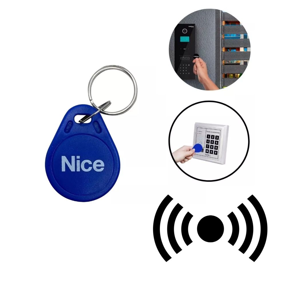 10 Chaveiros Tag RFID LF 125 KHz Linear Nice HCS Azul c/ Logo - Foto 1