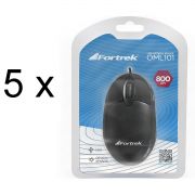 Kit 5 Mouse Óptico USB 800DPI Fortrek OML-101