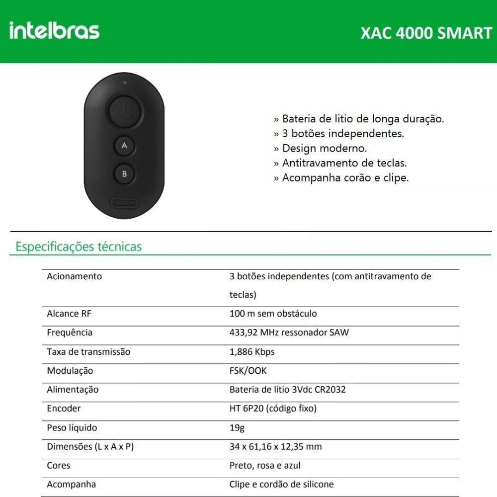 5 Controles de Alarme e Portão XAC 4000 Smart Intelbras - Foto 2