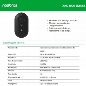 2 Controles Alarme Portão XAC 4000 Smart Intelbras PT + ROSA - Foto 3