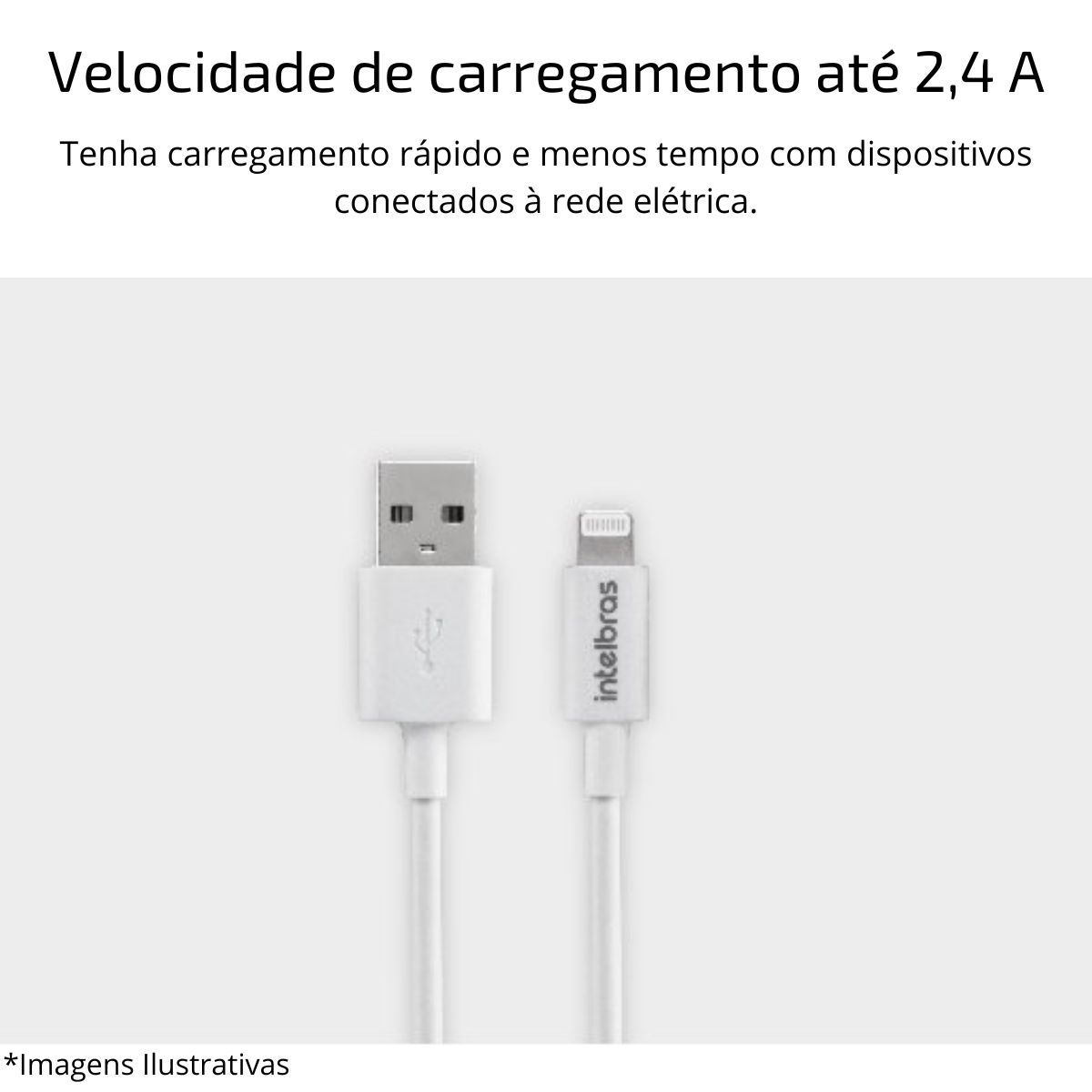 Cabo USB Carregador para Iphone 1.2m Intelbras EUAL 12 PP - Foto 2